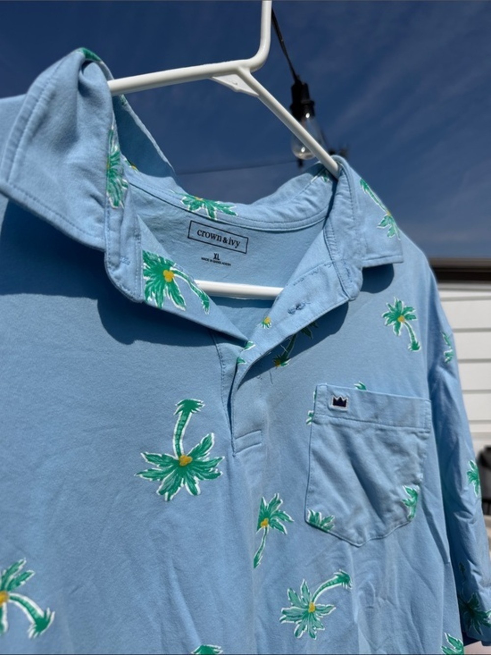 Crown & Ivy Blue Palm Print Men's Shirt